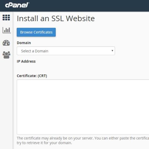 Installing the certificate in cPanel